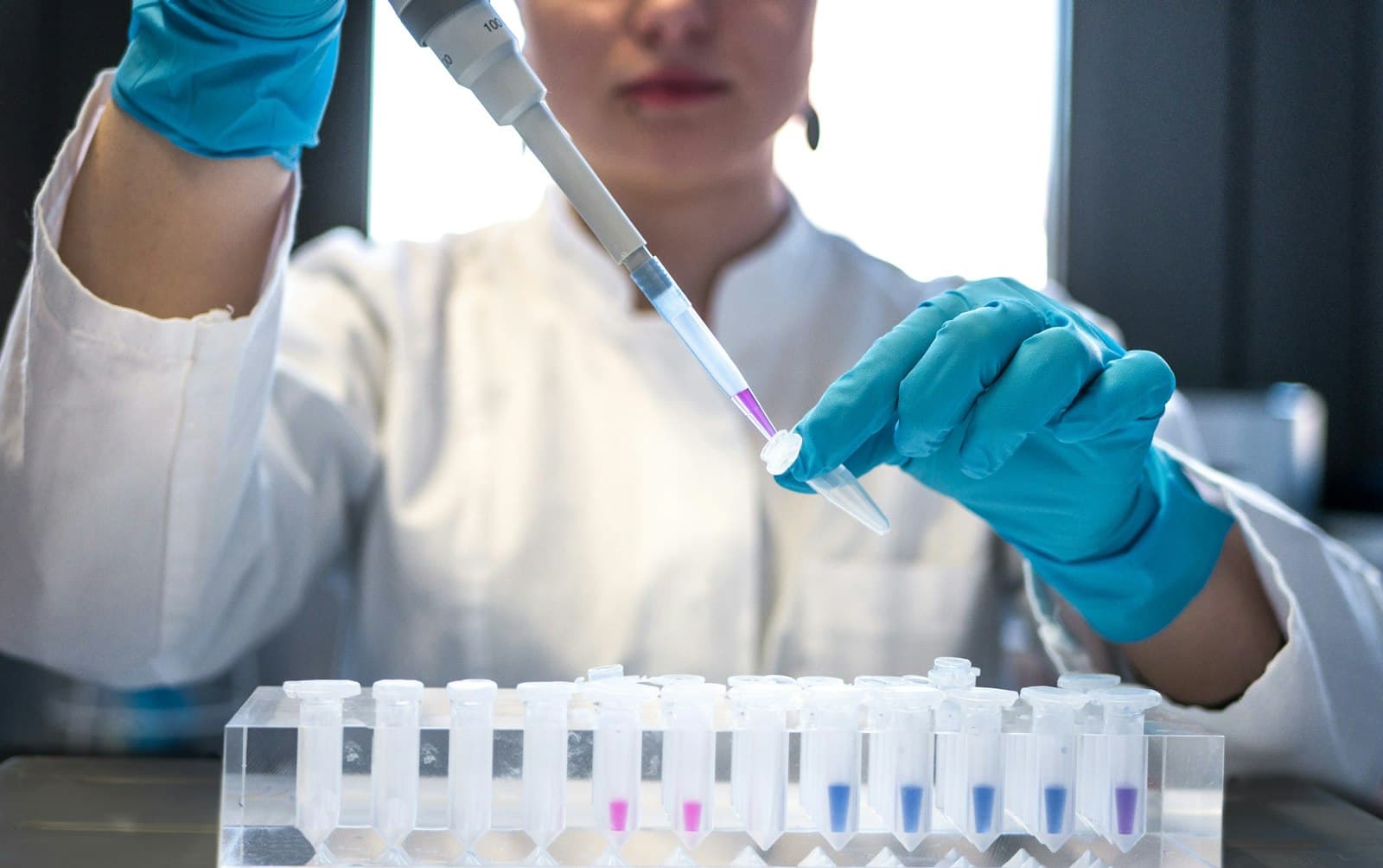 Researcher working with samples in a laboratory