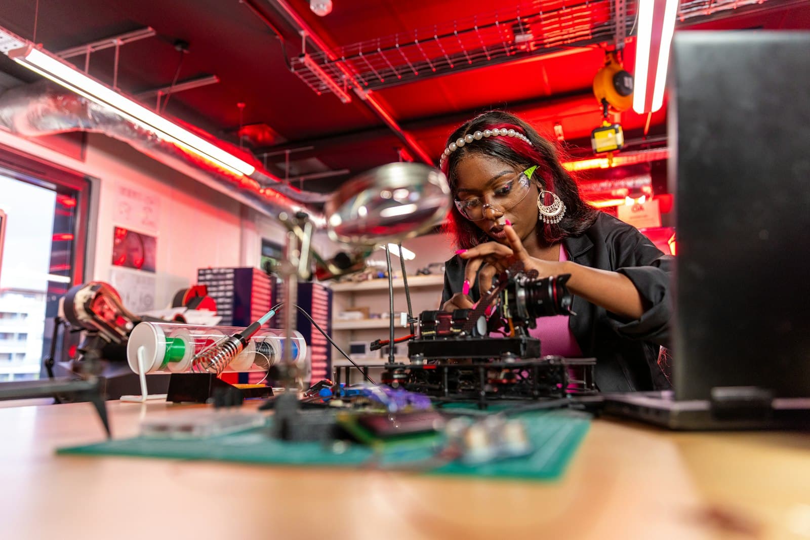 A student working on a project in a laboratory