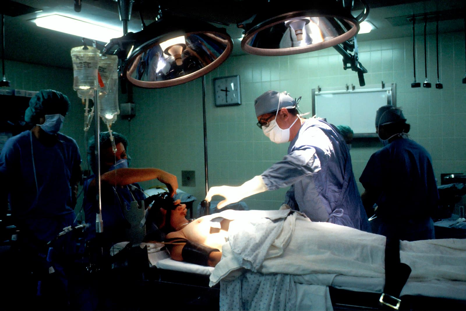 A surgical team at work in an operating room